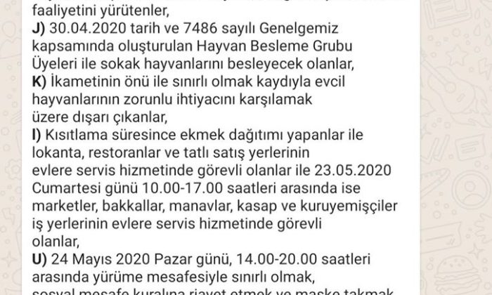 Sokağa Çıkma Kısıtlaması Hakkında Bilgilendirme